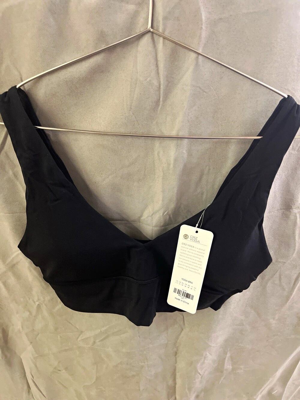 Crazy Yoga Women's Black Solid Wireless Sports Bra Size L Yoga Wide Strap